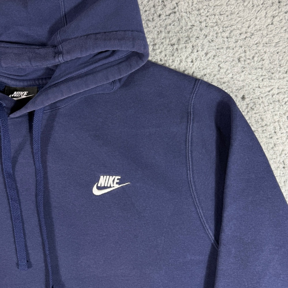 Nike Hoodie Size Large Blue Fleece Logo Pullover Sweatshirt Long-Sleeve - Picture 2 of 10